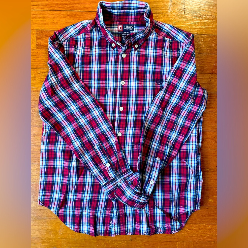 Boys Long Sleeve Button Down Chaps Shirt in Great Condition, Large (14-16)